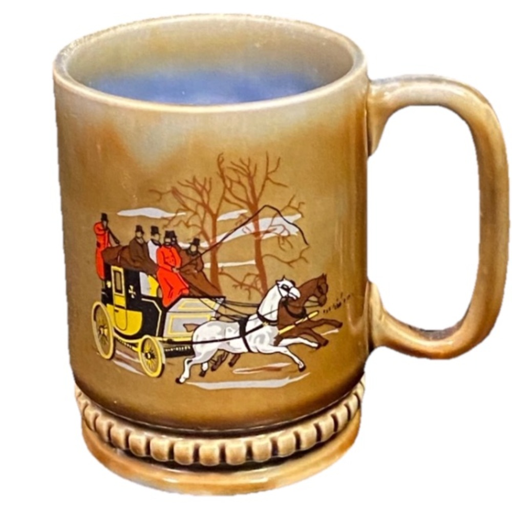 Vintage Wade Irish Glaze Porcelain Half Pint Tankard Shape I.P.1 Coaching Scene